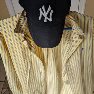 Striped Polo Dress Shirt + 59 Fifty Official Yankee Cap
